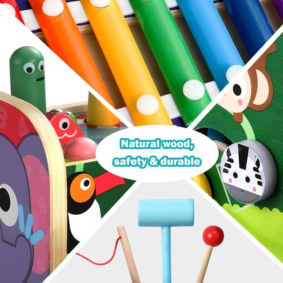 Montessori 8 in 1 Toddler Toy Clock Learning Xylophone Fishing Toy Activity Cube - Picture 5 of 7